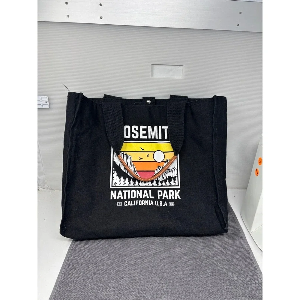 Yosemite National Park Black Canvas Tote Bag‎ California Graphic Print
